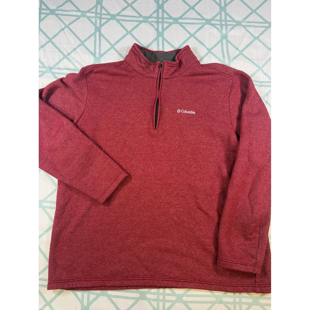 Columbia Mens XXL Quarter Zip Fleece Pullover Red Heather AM1534 1625231